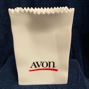 White Avon Ceramic Bag Shaped Vase